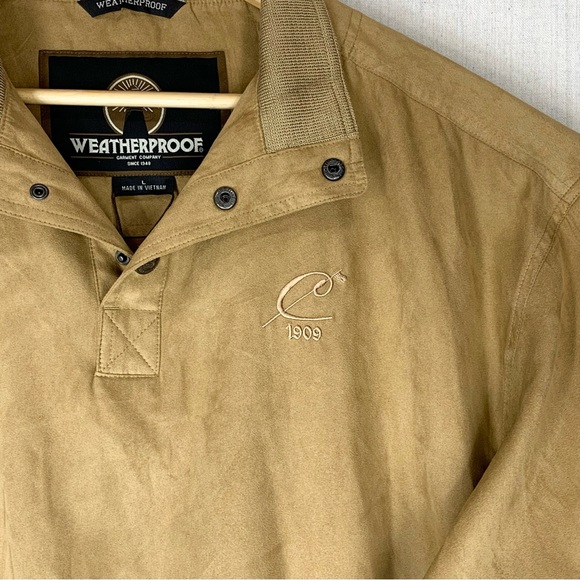 Weatherproof~NWT~Men’s Tan Faux‎ Suede Collared Pullover~Sz L - Picture 4 of 10